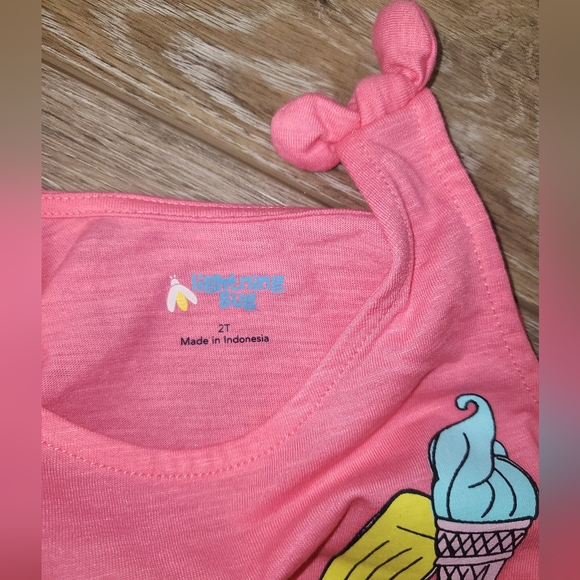 Girl's Lightening Bug pink graphic tank with beach graphics Sizee 2T - Picture 3 of 4